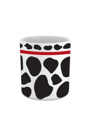 Siyah Benekli - Kırmızı Şeritli Double Fincan Kulpsuz Espresso Double Türk Kahve Fincan Kahve Kupa FIN207 - Vivas