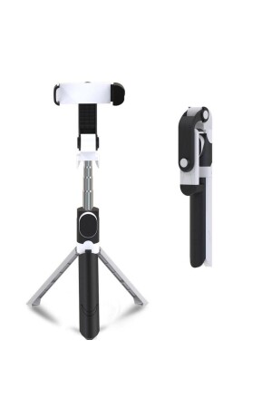 Siyah-beyaz Bluetooth Kumandalı Selfie Çubuğu-tripod Vlog Monopod Telefon Tutucu - 2