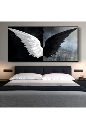 Siyah Beyaz Kanat Kanvas Tablo ALV3231042604 - Piri Kanvas Tablo