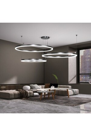 Siyah Çember Ø40,60,80cm Led Lamba,yuvarlak Sarkıt Avize,modern Aydınlatma,dekoratif 3 Işık Rengi CL30041-3 - 2