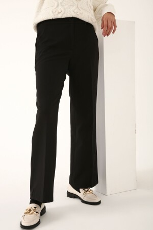 Siyah Cepli Bol Paça Pantolon - Allday