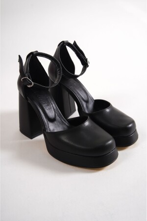 Siyah Cilt Kadın Önü Kapalı Platform Topuklu Ayakkabı Bg1115-119-0003 - 1