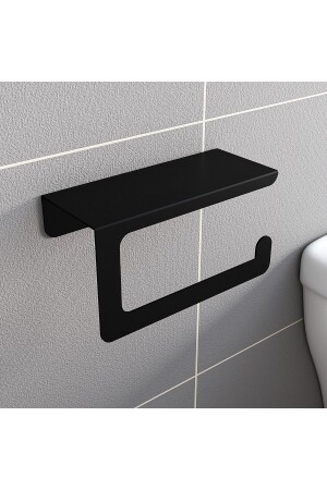 Siyah Düz Modern Tuvalet Kağıdı Askısı - 1