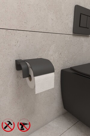 Siyah F1 Model Paslanmaz Kapaklı Tuvalet Kağıdı Askısı Tuvalet Kağıtlığı 5 Yıl Garantili TYC00213027070 - 2