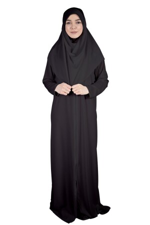 Siyah Fermuarlı Namaz Elbisesi - Zehranaz Namaz Elbisesi