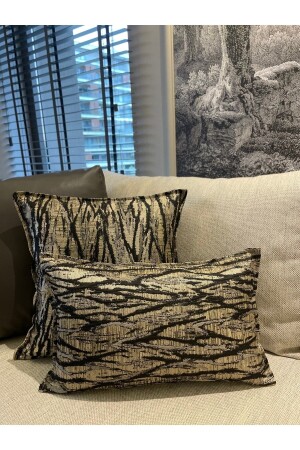 Siyah Gold Detaylı Kırlent Kılıfı - Decamor Home