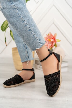 Siyah Kadın Dantelli Sandalet Bg1058-123-0001 - 1