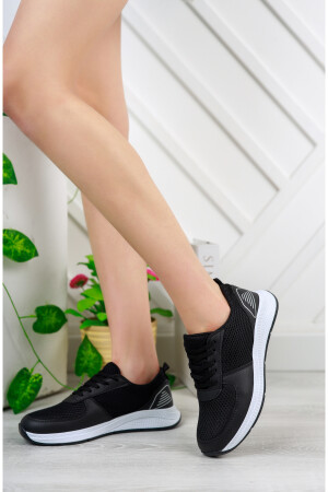 Siyah - Kadın Fileli Sneaker Günlük Ayakkabı - 1