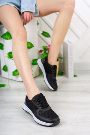 Siyah - Kadın Fileli Sneaker Günlük Ayakkabı - 3