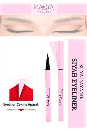 Siyah Kalem Eyeliner Suya Dayanıklı Eyeliner Çekme Aparatlı - Black Pen Eyelıner Waterprof - 2