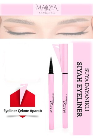 Siyah Kalem Eyeliner Suya Dayanıklı Eyeliner Çekme Aparatlı - Black Pen Eyelıner Waterprof - 1