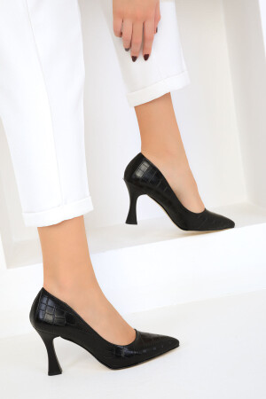 Siyah Krako Kadın Klasik Topuklu Ayakkabı 16002 - 2