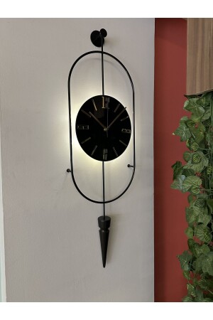 Siyah Ledli Serenity Pendulum Duvar Saati - Modern Dekoratif Metal Camlı Duvar Saati - 3