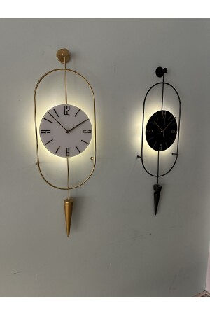 Siyah Ledli Serenity Pendulum Duvar Saati - Modern Dekoratif Metal Camlı Duvar Saati - 4