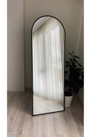 Siyah Metal Çerçeve Oval Boy Aynası 65x180 - 1