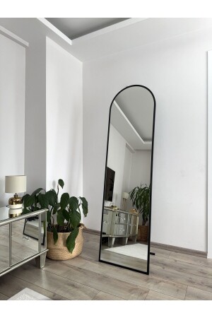 Siyah Metal Çerçeveli 180x50 Cm Oval Boy Aynası ( Ayaksız ) - 1
