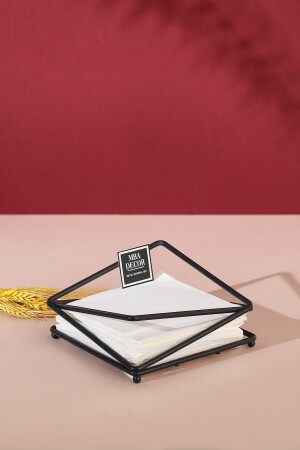 Siyah Paslanmaz Dolu Demir Peçetelik Sunum Mutfak Sofra Dekorasyon - Mba Decor Metal Bending Art