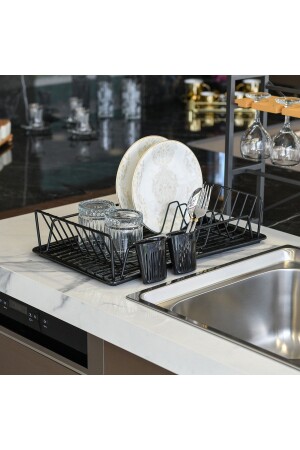 MNZ-Black Pe مغلفة بقطعة واحدة من الصلب رف الصفائح / رف الأطباق (M) 38035 - ZENSAN