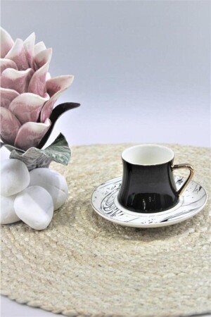 MNZ-Black Porcelain 12 قطعة كوب قهوة مجموعة G2641 8697635563158 - Genel Markalar
