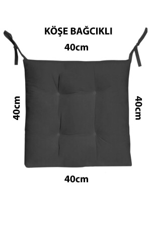 Siyah Renkli Özel Dikim Bağcıklı Pofuduk Sandalye- Koltuk- Tabure Minderi 40x40 Cm - 3