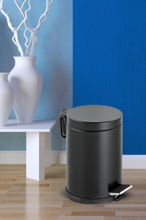 Siyah Renkli Pedallı Metal 3 Litre Çöp Kovası Banyo Tuvalet Balkon Mutfak, gorbanyo3lt1 - 5