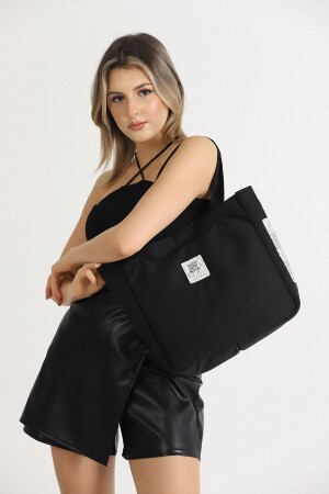 Siyah Shk52 The Tote Bag Kanvas Kumaş Günlük Kadın Kol Ve Omuz Çantası U:30 E:30 G:10 S225-00115 - 1