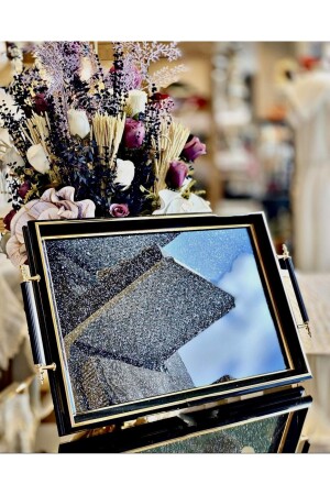 Siyah Simli Çay Tepsisi,çay Tepsisi,lüks Çay Tepsisi Simli Tepsi - Sillage Home