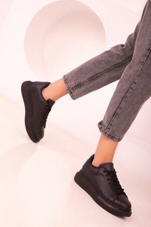 Siyah-Siyah Kadın Sneaker 15732 - 3