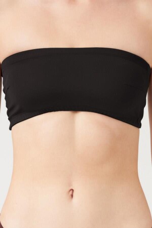 Siyah Straplez Crop Top Büstiyer - 1