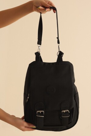 Siyah Su Gecirmez Krinkıl Kumaş Kadın Omuz Ve Sırt Çanta - Star Polo