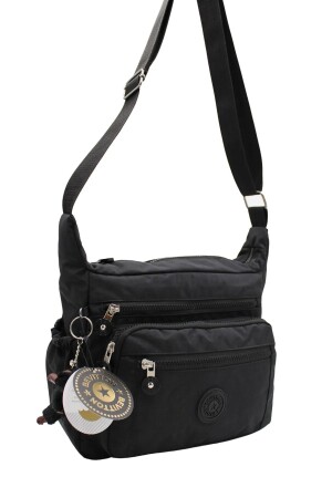 Schwarze wasserdichte Postman-Umhängetasche aus Crinkle-Stoff / 4100 410001 - Bevitton