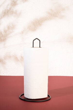 Siyah Tekli Kağıt Havluluk Ergonomik Tasarım Modern Mutfak Sofra Aksesuarı Kaplama Peçetelik - Mba Decor Metal Bending Art