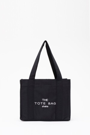 Siyah U45 Çıt Çıt Kapatmalı The Tote Bag Işlemeli Kanvas Kumaş Günlük Kadın Kol Ve Omuz Çantası 25x3 - 1