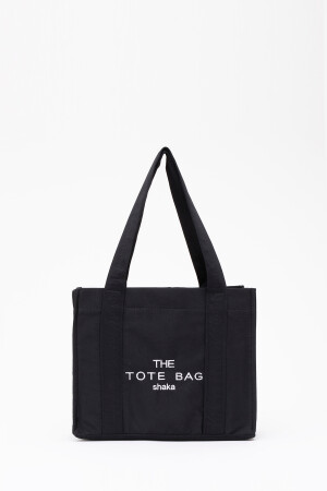 Siyah U45 Çıt Çıt Kapatmalı The Tote Bag Işlemeli Kanvas Kumaş Günlük Kadın Kol Ve Omuz Çantası 25x3 - 2