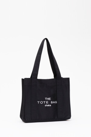 Siyah U45 Çıt Çıt Kapatmalı The Tote Bag Işlemeli Kanvas Kumaş Günlük Kadın Kol Ve Omuz Çantası 25x3 - 4