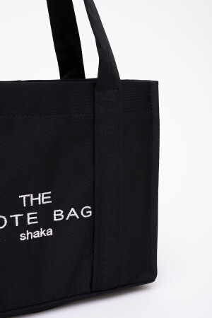 Siyah U45 Çıt Çıt Kapatmalı The Tote Bag Işlemeli Kanvas Kumaş Günlük Kadın Kol Ve Omuz Çantası 25x3 - 6