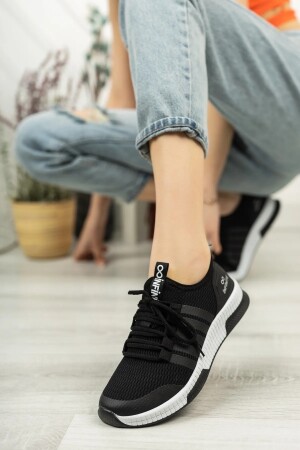 Siyah Unisex Günlük Bağcıklı File Nefes Alabilen Terleme Koku Yapmaz Yazlık Sneaker Spor Ayakkabı - 1