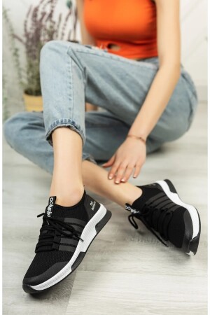 Siyah Unisex Günlük Bağcıklı File Nefes Alabilen Terleme Koku Yapmaz Yazlık Sneaker Spor Ayakkabı - 2