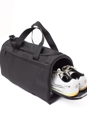 Siyah Unisex Önü Cepli Ayakkabı Bölmeli Geniş Bavul Seyahat Gym Fitness El ve Spor Çantası - 1