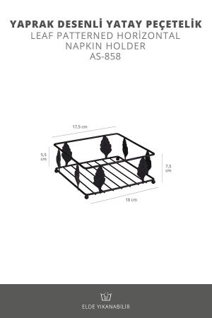 Siyah Yaprak Desenli Yatay Peçetelik - 6