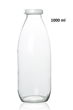 Sızdırmaz Kapaklı Şeffaf Cam Süt Ayran Limonata Meşrubat Şişesi 1000 Ml - 2