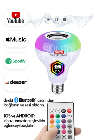 Sl-1015 Bluetooth Hoparlör Ve Lamba Uzaktan Kumandalı Ampül - Suled