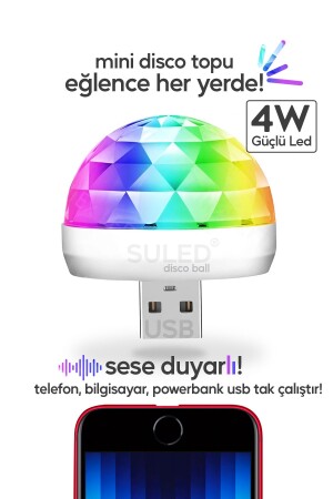 Sl-1018 Mini Sihirli Disko Topu Sese Duyarlı 4w Usb Işıklı Küre Usb Enerjili Telefon Ile Çalışır - 1