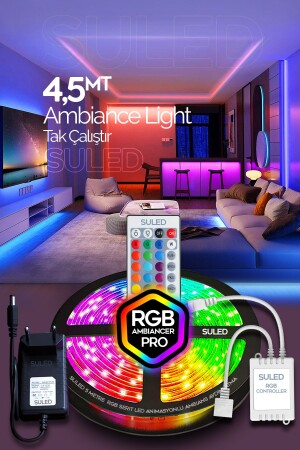Sl-1031 4-5mt Şerit Animasyonlu Tak Çalıştır Kumandalı Trafolu Rgb Şerit Işık Aydınlatma Parti Led - Suled