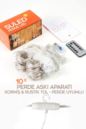 Sl-1034- 300 Ledli 10 Saçaklı Sarı Led Kumandalı 8 Modlu Perde Led Peri Mutfak Işık Dekoratif Lamba - 5