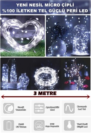 Sl-1036 - 3 Metre Beyaz Peri Led- Dekor Işık Beyaz Dekoratif Lamba Yılbaşı Çam Ağacı Ev Süslemeli - Suled