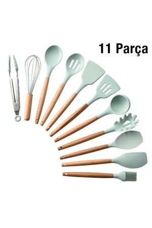 Slikon 11'li Kepçe Seti Isıya Dayanıklı; Kepçe-çırpıcı-makarna Kepçesi- Spatula Standlı Servis Seti TX11PCSRVS03 - 5