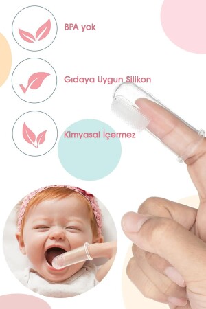 Slikon Parmak Bebek Diş Kaşıyıcı ve Şeffaf Renk Yumuşak Fırça Kutulu Erkek ve Kız Çocuk Ürünleri - 3