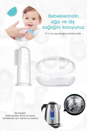 Slikon Parmak Bebek Diş Kaşıyıcı ve Şeffaf Renk Yumuşak Fırça Kutulu Erkek ve Kız Çocuk Ürünleri - 4