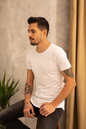 Slim Fit langes Basic-T-Shirt GNG010 - 5